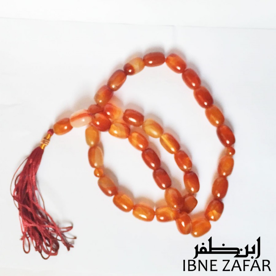 33 16x20mm Beads Red Aqeeq Tasbih / Prayer Beads TS-57